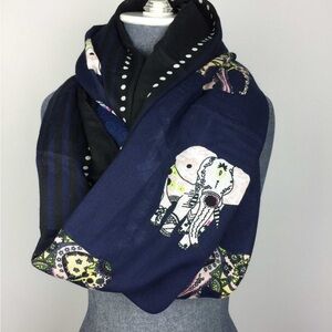 Elephant Print Scarf - Blue and Multicolor Infinity Scarf 🧣
